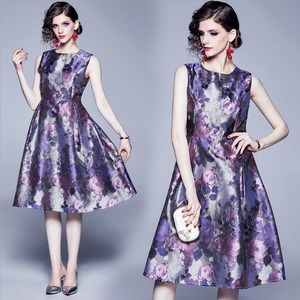 ★送料無料★13号☆花柄ジャガ－ド織ミディアムドレス(OPN3689)