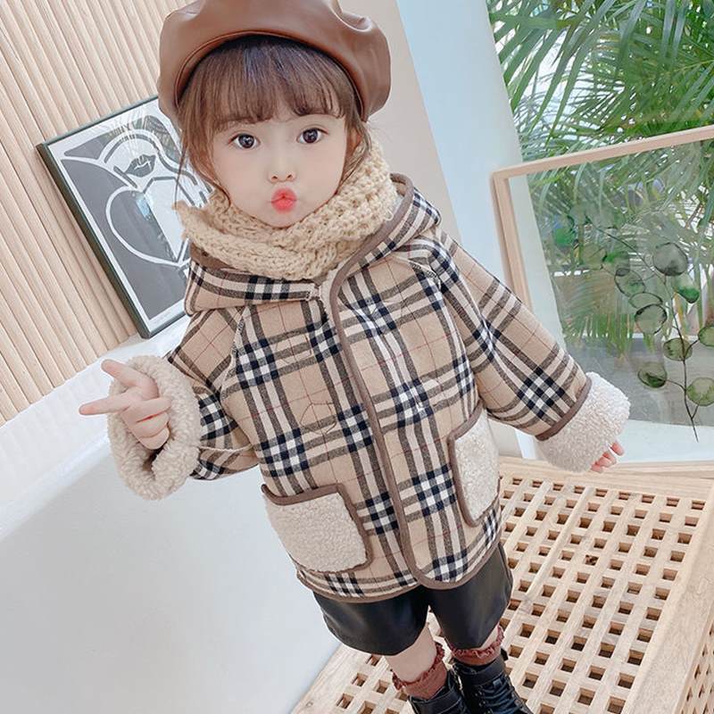 ベビー キッズ 子供服 チェック柄セットアップ ベージュ ブラウン 茶 シンプル