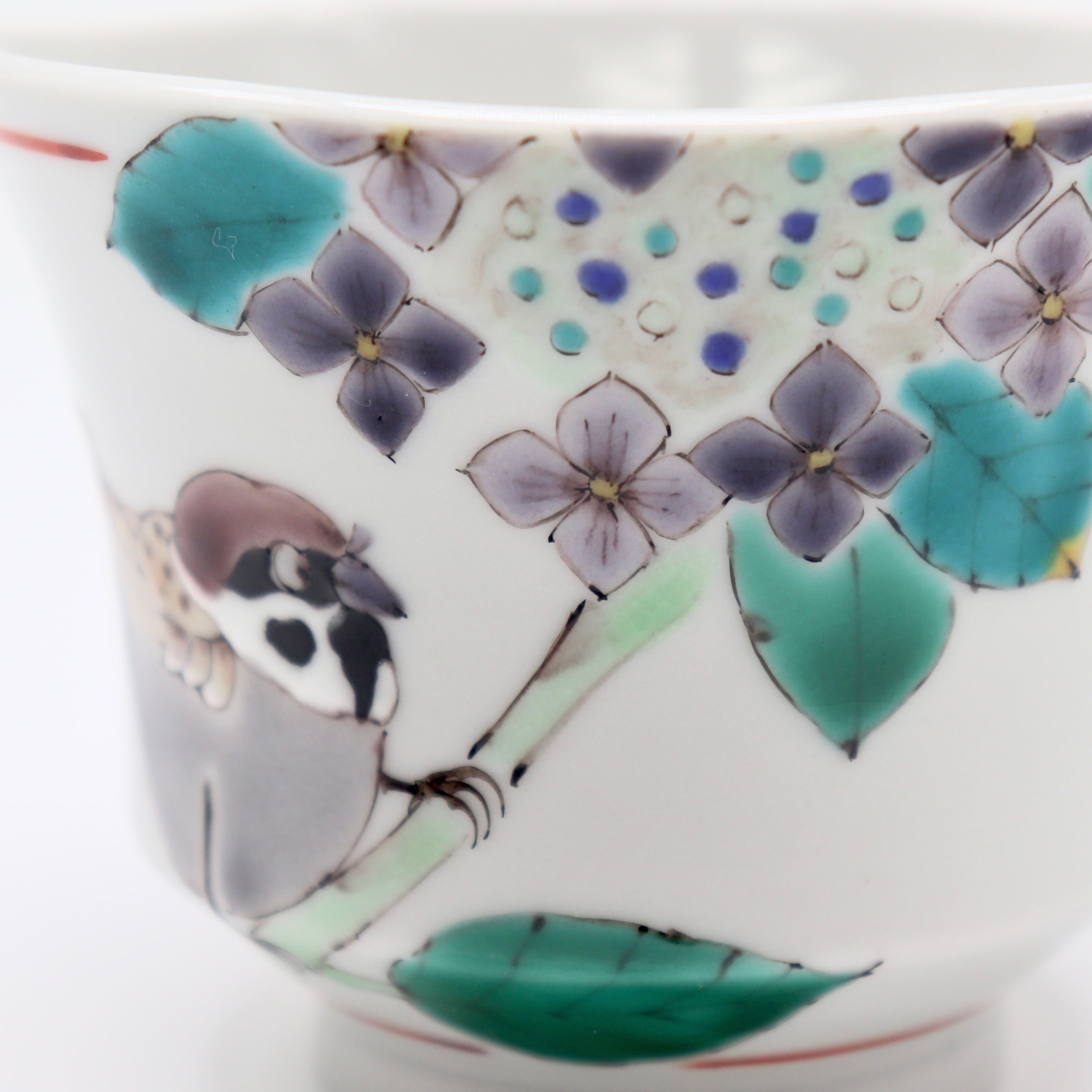 九谷焼 大志窯】色絵花鳥 いっぷく碗 〜額紫陽花に雀〜 | 九谷焼 大志窯