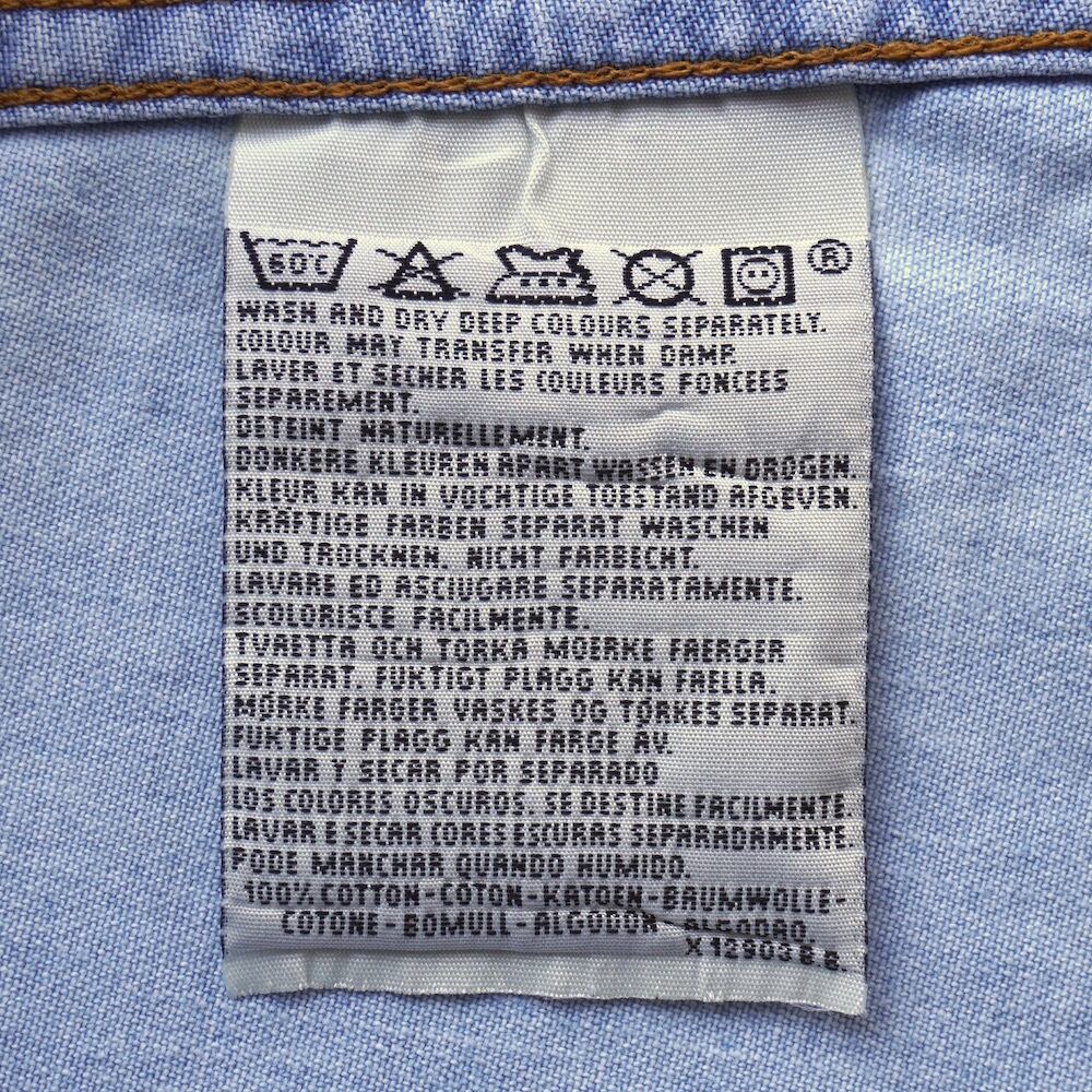 1990's [Levi's] L/S デニムウエスタンシャツ アイスブルー 表記