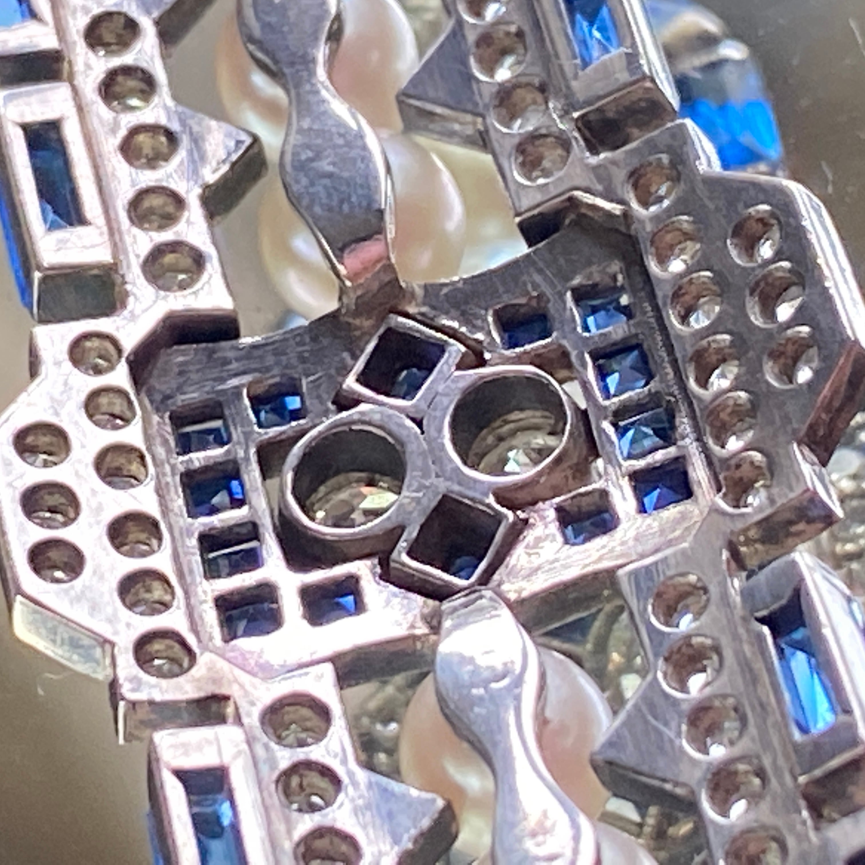 アンティーク 銀台ダイヤあこやのデコデザイン帯留め