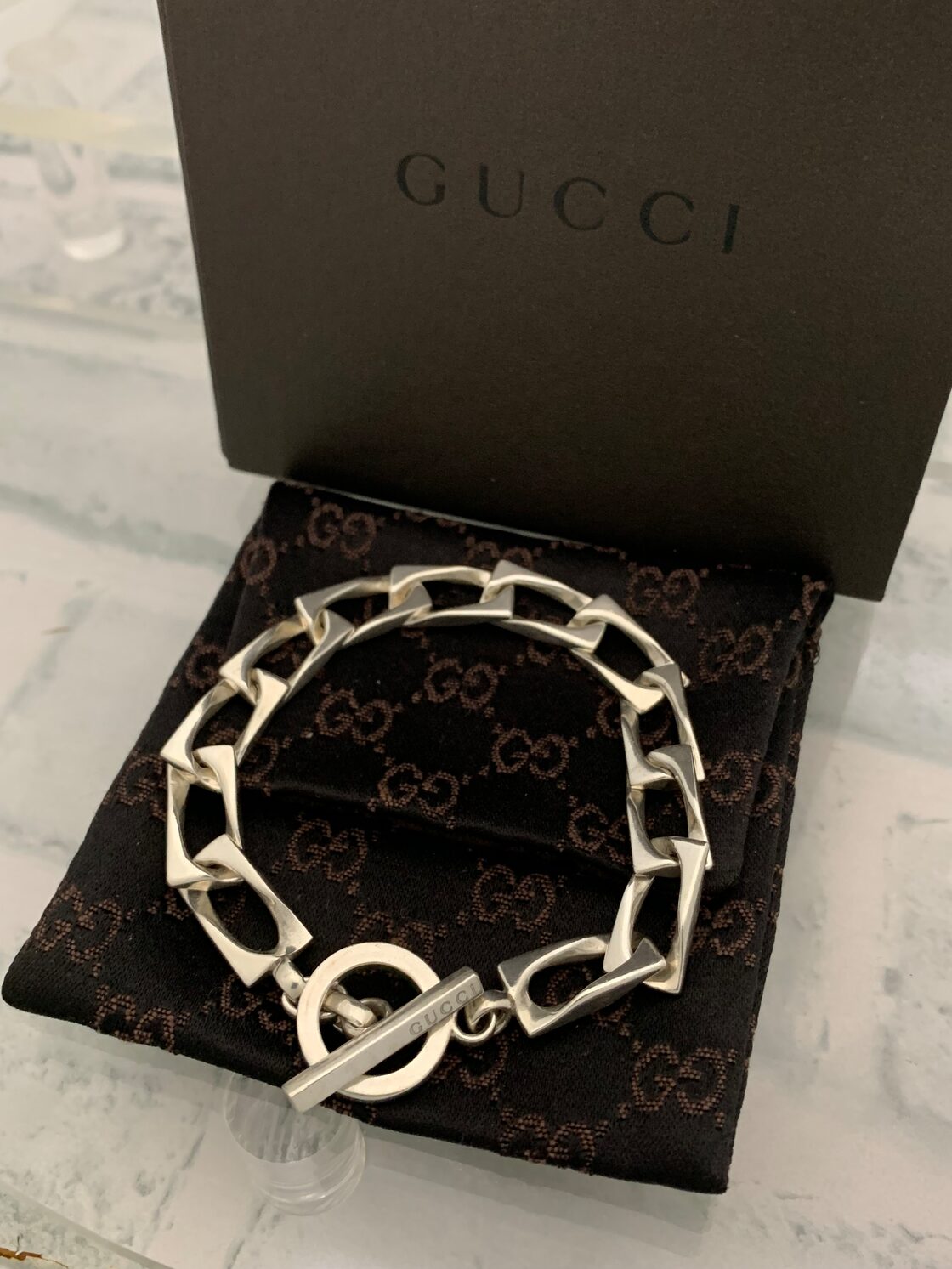 希少 オールドグッチ Tバー フィガロチェーン ブレスレット 22cm | Pay ID 