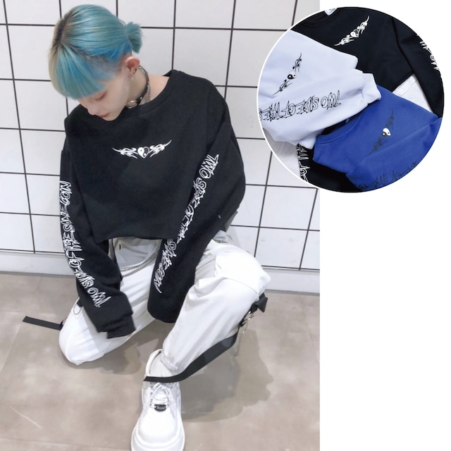 【50%OFF】チャイナ風ロゴ★ハート×トライバルスウェット(裏起毛)