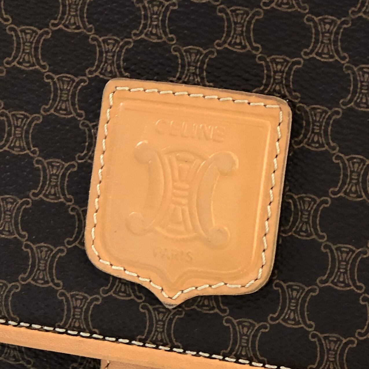 CELINE セリーヌ マカダム ブラゾン型押し PVC×レザー フロントライン