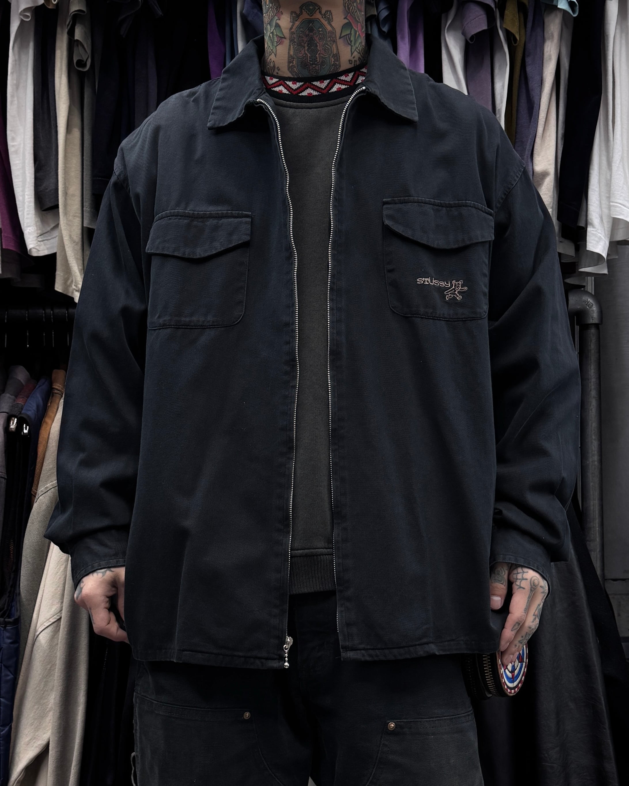Special!!】90's old stussy “stussy Bear” Cotton Jacket “白タグ
