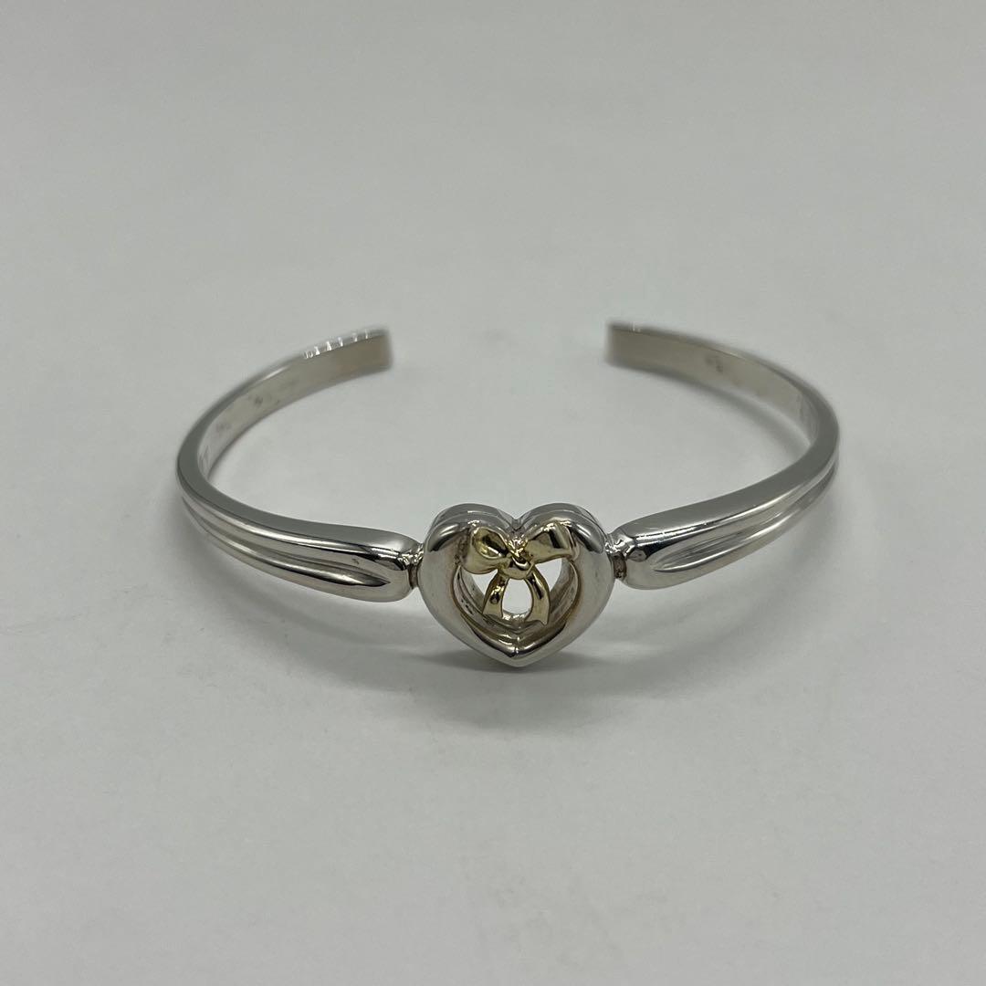 ティファニー TIFFANY ハート リボン バングル SV YG コンビ 希少