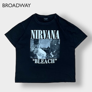 【BROADWAY】ニルヴァーナ ブリーチ ロゴ プリント バンドTシャツ バンT ロックT NIRVANA BLEACH カートコバーン L 半袖 US古着