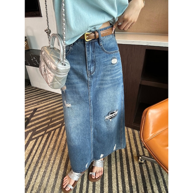 denim long skirt 10968