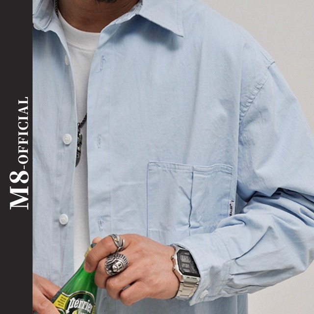 pocket round hem shirt 2color M0491