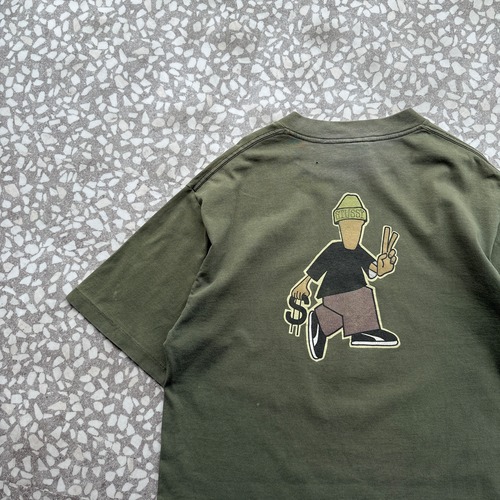 STUSSY / 90′s Peace Man Design T-shirt sizeL 黒タグ