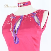 社交ダンス 衣装 ワンピース ドレス 光沢 無地 軽い 薄い パーティ 発表会 パーティドレス かわいい 高級感 ピンク系 エレガント フェミニン おしゃれ ダンス衣装 上品 ステージ衣装 レディース