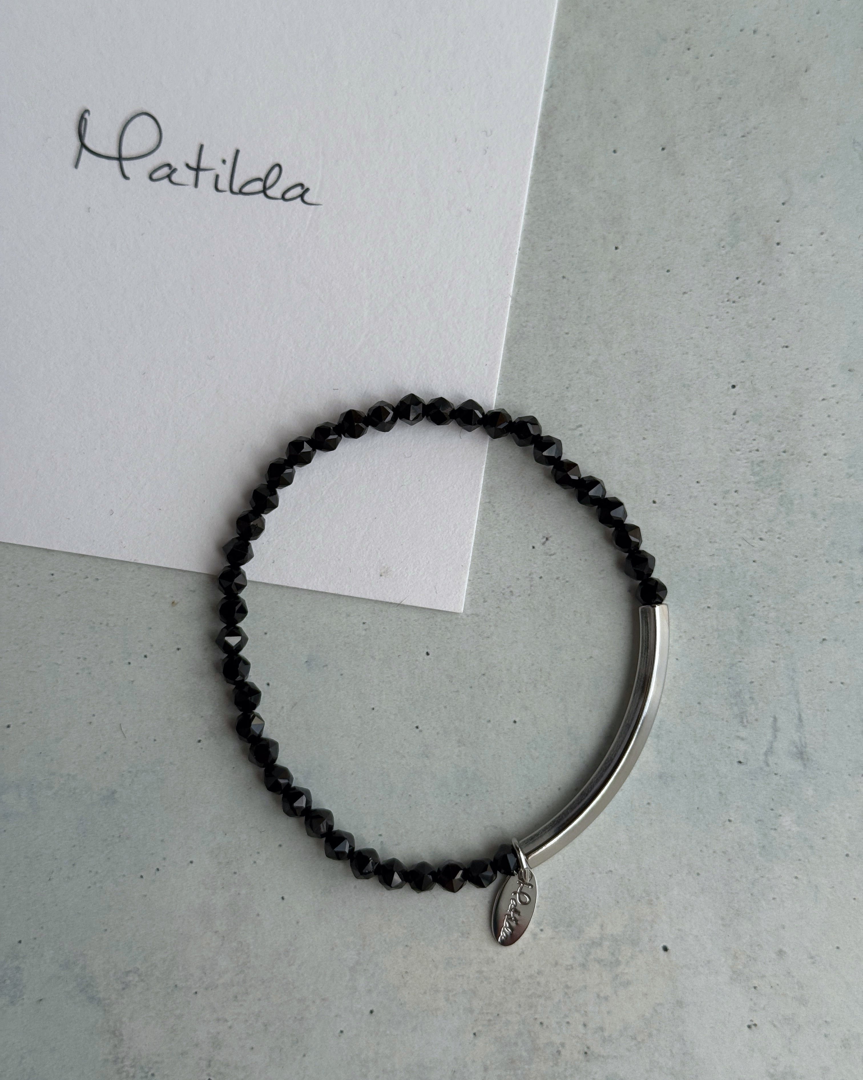 Tube & stone bracelet(ブラックスピネル)