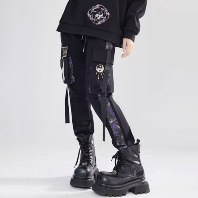 刺繍サイドラインストラップポケットユニセックスアーミーパンツ（ruf_02653）