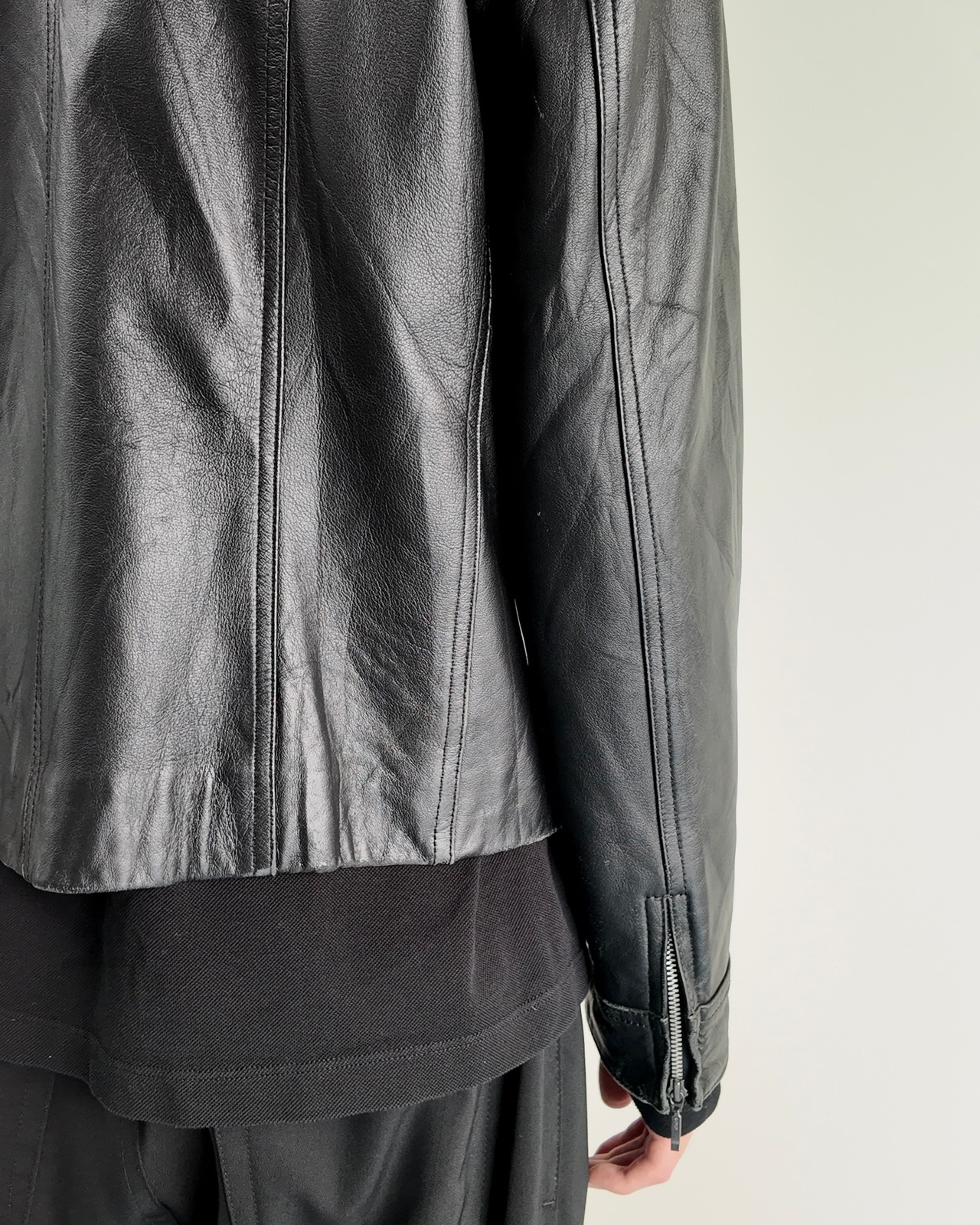 【BALMAIN】zip-up leather tracker jacket