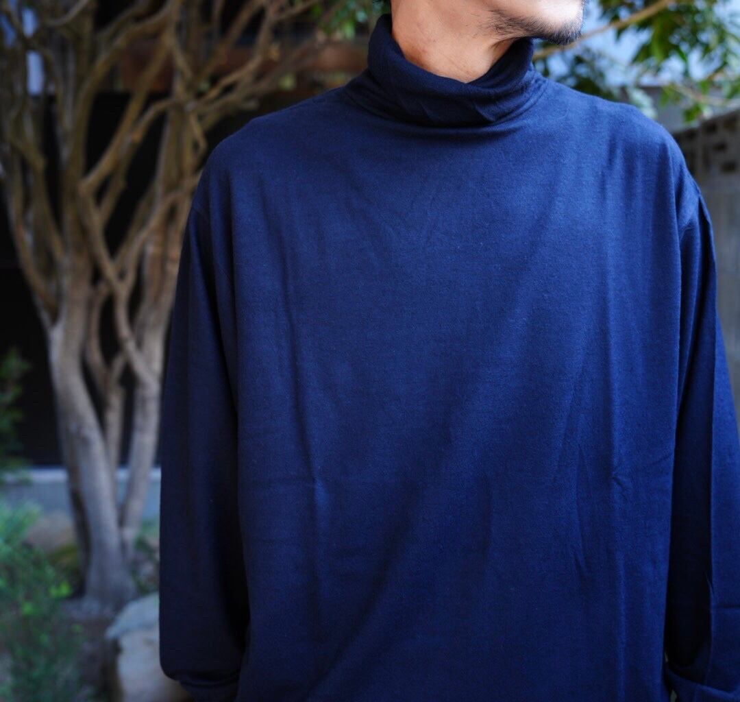 COMOLIウール天竺長袖タートルネック size3 NAVY