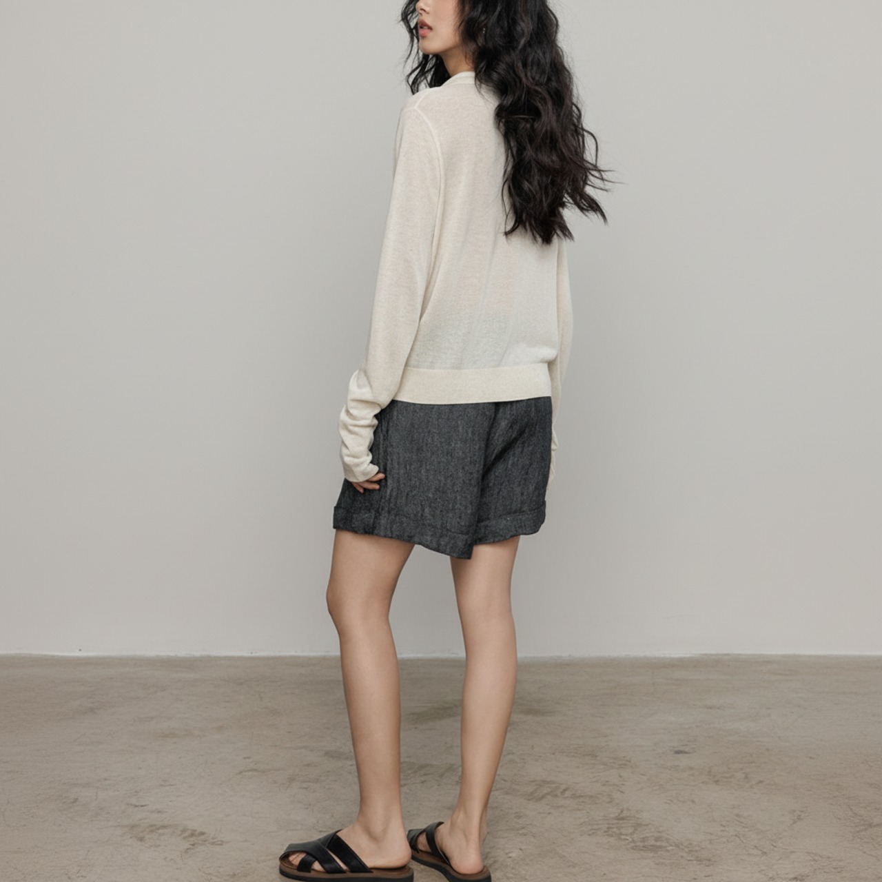 シアー 長袖 ニット トップス   3colors  26022・画像5