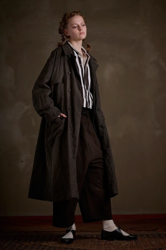 HAVERSACK 472522 ウールリネングレンチェックアトリエコート | STand