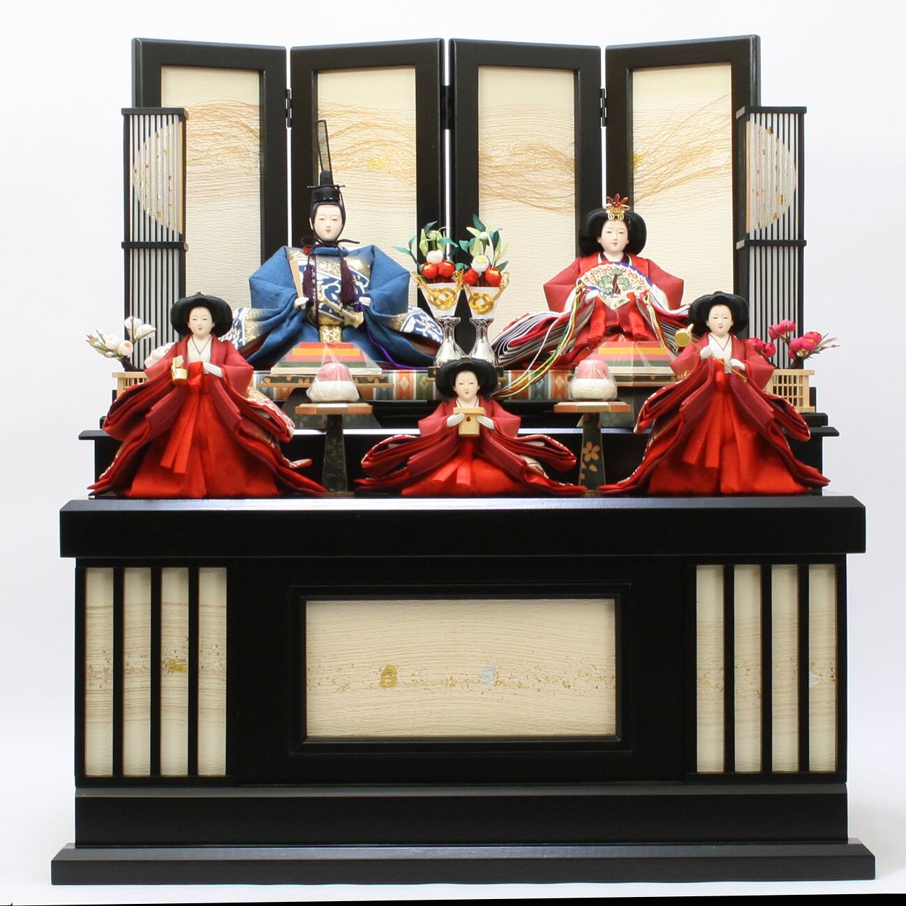 雛人形 ひな人形 初節句 コンパクト おしゃれ モダン インテリア プレミアム こだわり おすすめ 商品名 衣装着五人飾り 収納 駿河藍染め 平安雛 商品コード 0281 人形の松屋