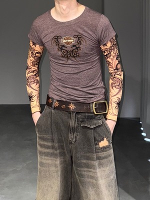 “Harley-Davidson” second skin docking Tee / brown