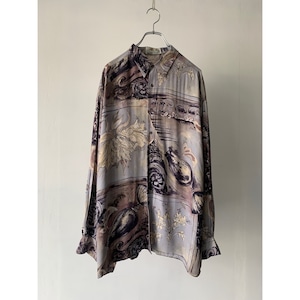 -Euro- botanical art rayon shirt