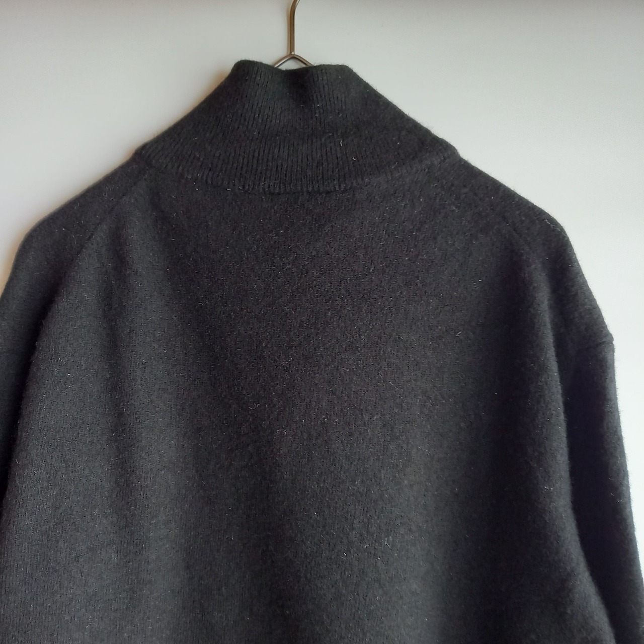 ラコステ　ハーフジップ　ウールセーター　ブラック　ユーロ古着　L