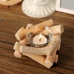 【木製 インテリア キャンドルスタンド】無垢材 スタンドのみ 流木テイスト 燭台 透明 ガラス キャンドルカップ リビング 玄関 寝室 レストラン ホテルライク テーブル 置物 ろうそく台 おしゃれ