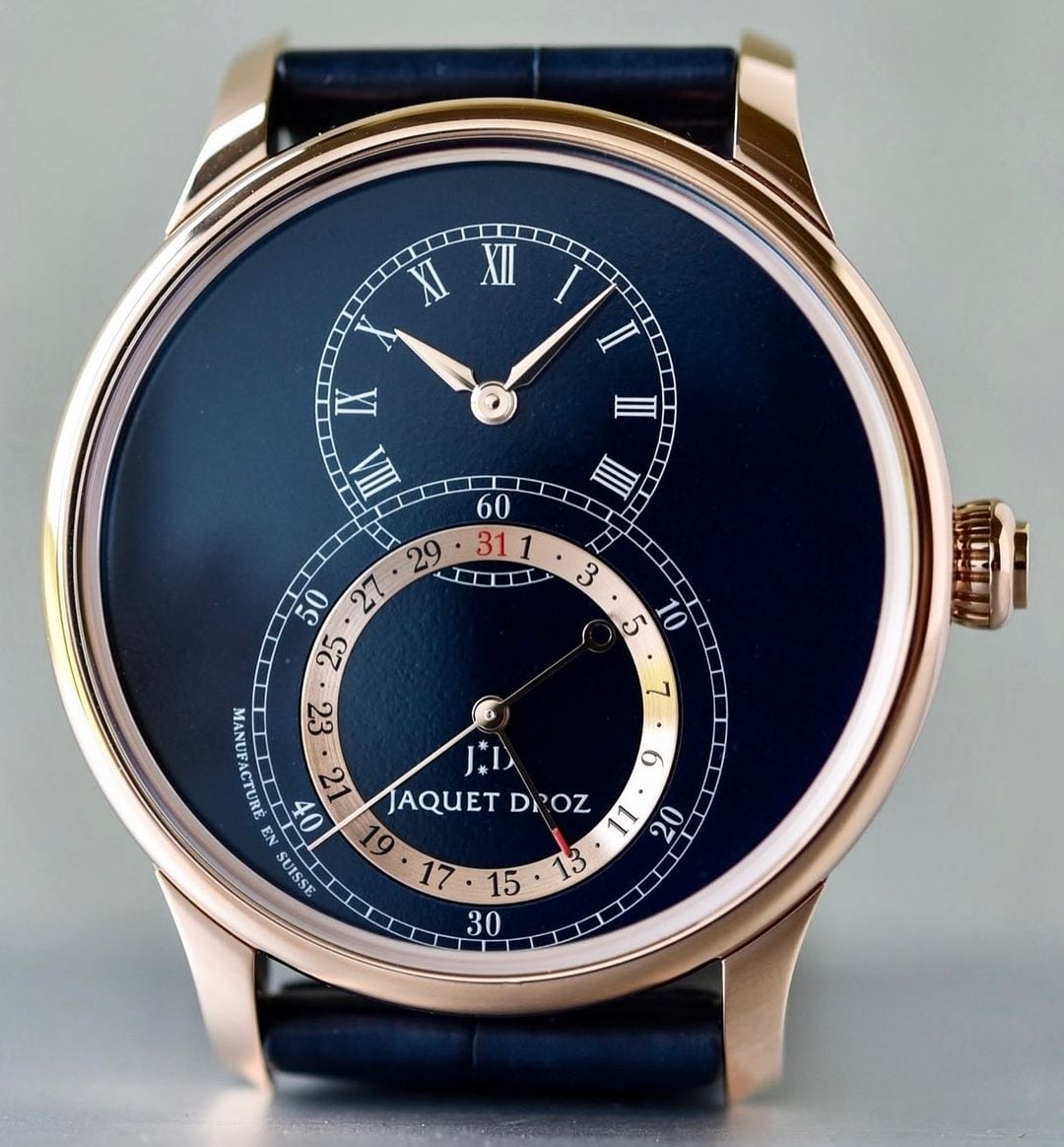 【JAQUET DROZ ジャケ・ドロー】GRANDE SECONDE QUANTIÈME　グラン・セコンド カンティエーム（ダークブルーエナメル）／国内正規品 腕時計