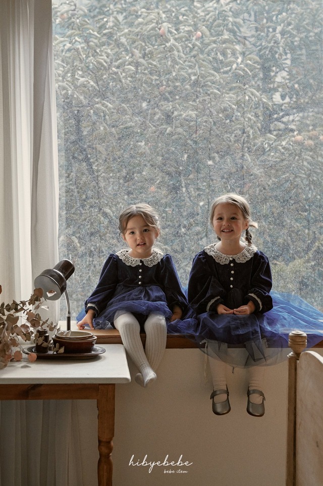 ラスト1 navyL【即納】<Hibyebebe>  Dior sha one-piece