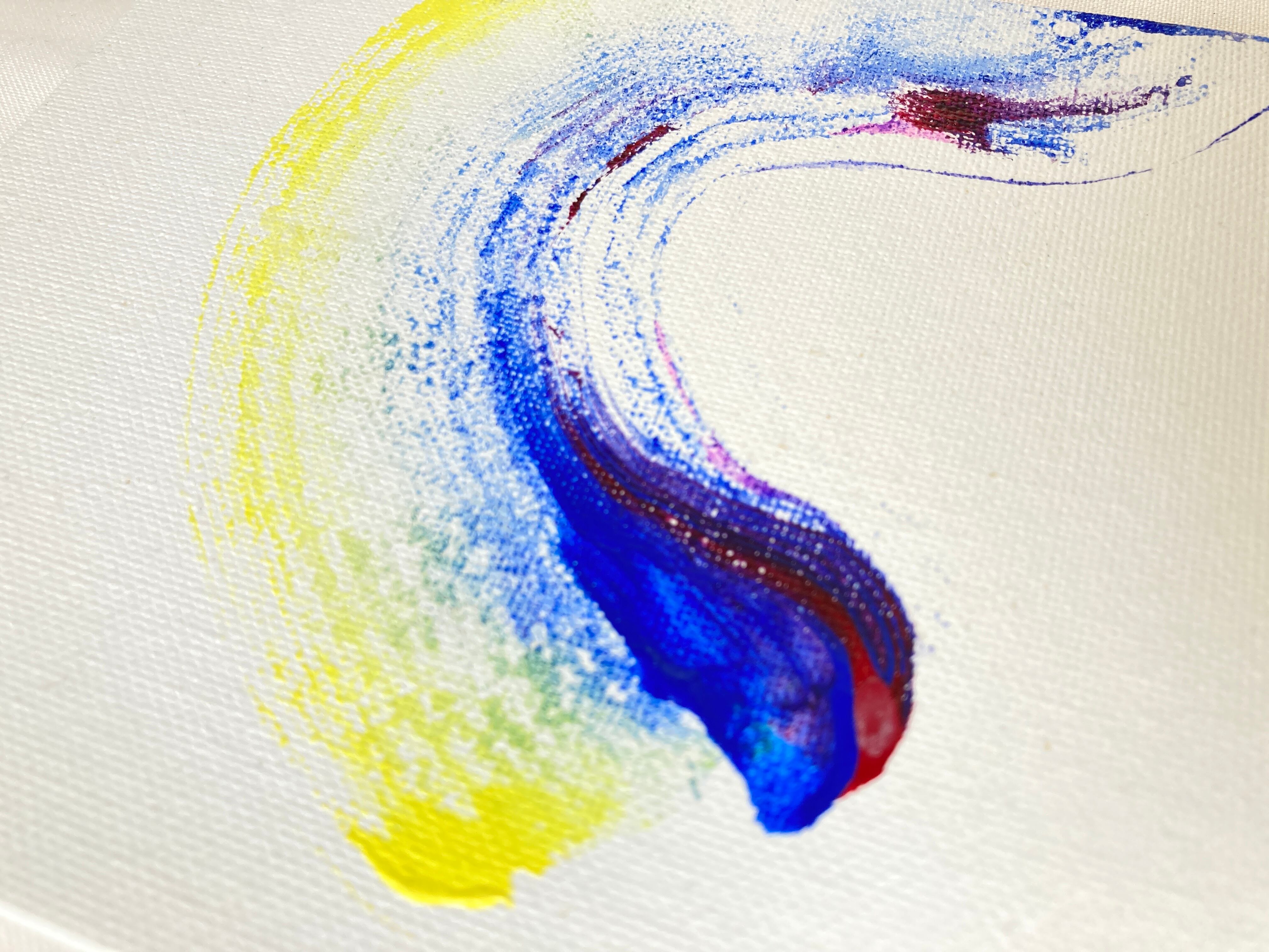 はじまり1 絵画 白 青 黄色 抽象画 水彩 アクリル | PAY ID