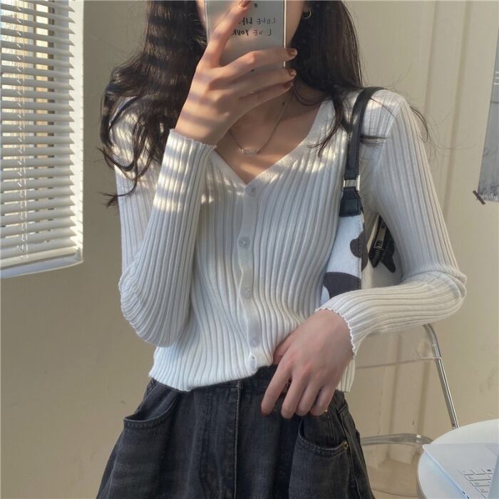 ショートセーター トップス レディースサマー薄手スタイルルーズVネックカーディガンジャケット ロング 夏物 1号婦人20340517841