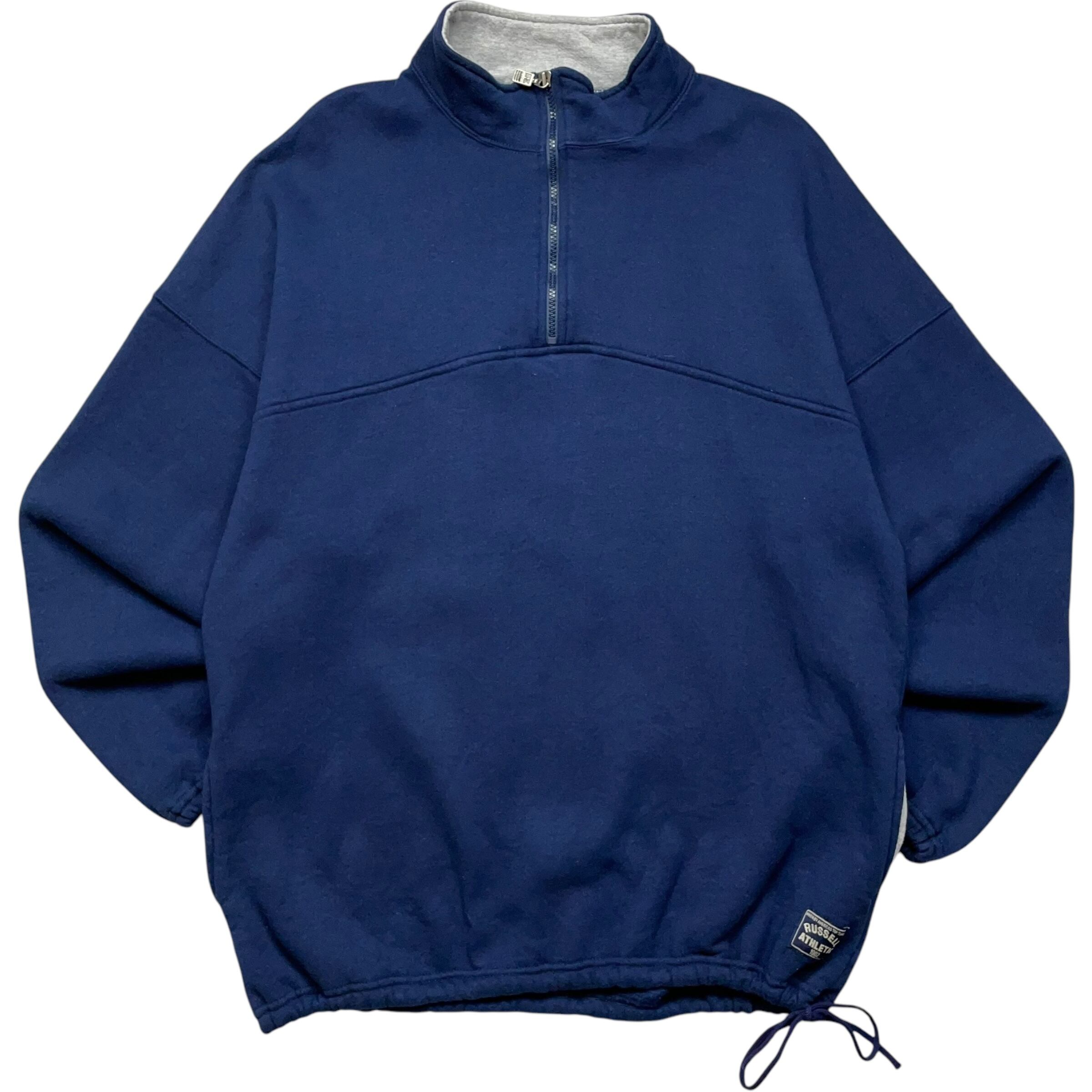 《XL》 russell athletic ラッセルアスレチック ハーフジップ スウェット 無地 ドローコード USA製 90年代 vintage no.7026