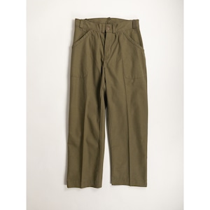 1950s "French Vintage" Olive Cotton Twill Work Trousers with French Military Fabric
