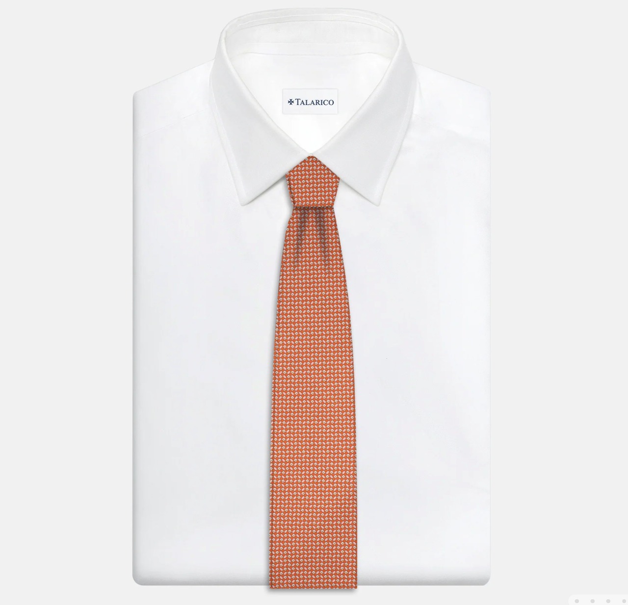 3-Fold Silk Tie, Micro Pattern, Orange - T561920