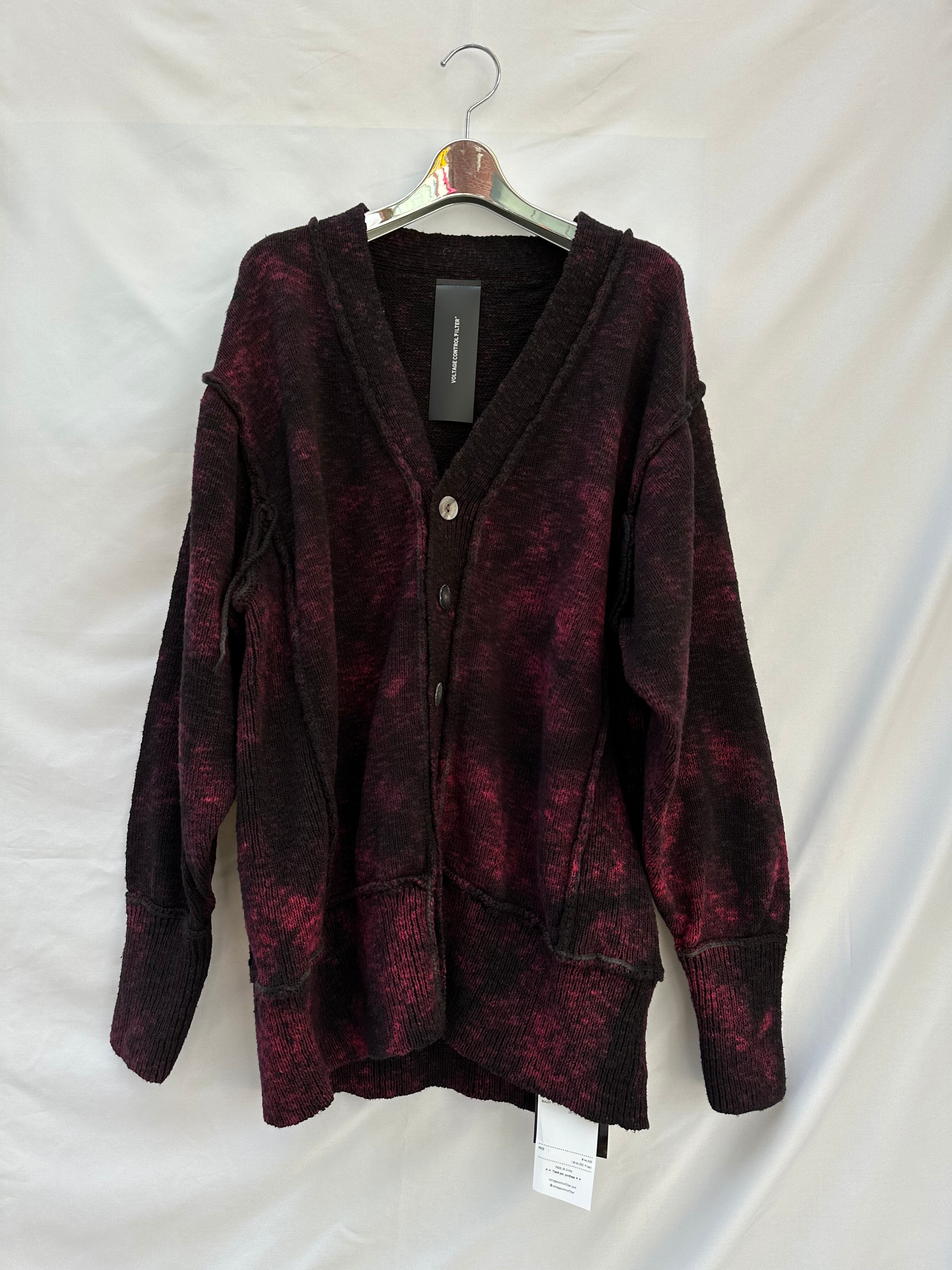 VOLTAGE CONTROL FILTER Reverse Linking Cardigan Dyed/Red VOLTAGE CONTROL FILTER Reverse Linking Cardigan Dyed/Red