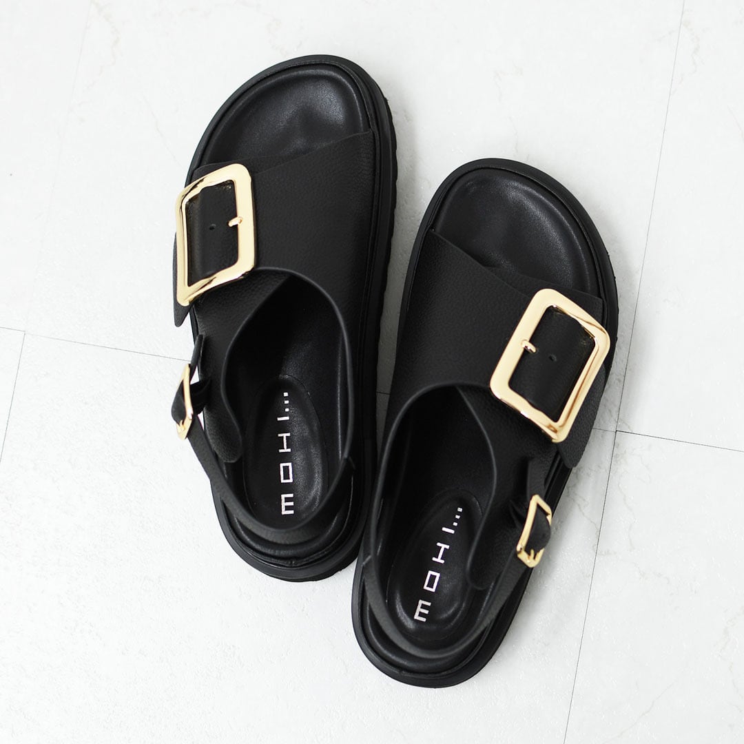 MOHI [モヒ] Grain Leather BIG Buckle Strap Platform Sandals [2024