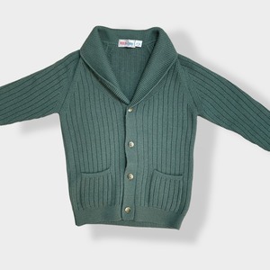 【TOKYO CROSS】ウール カーディガン デザインニット デカ襟 ユニセックス くすみカラー アースカラー カーキ 抹茶 M 古着