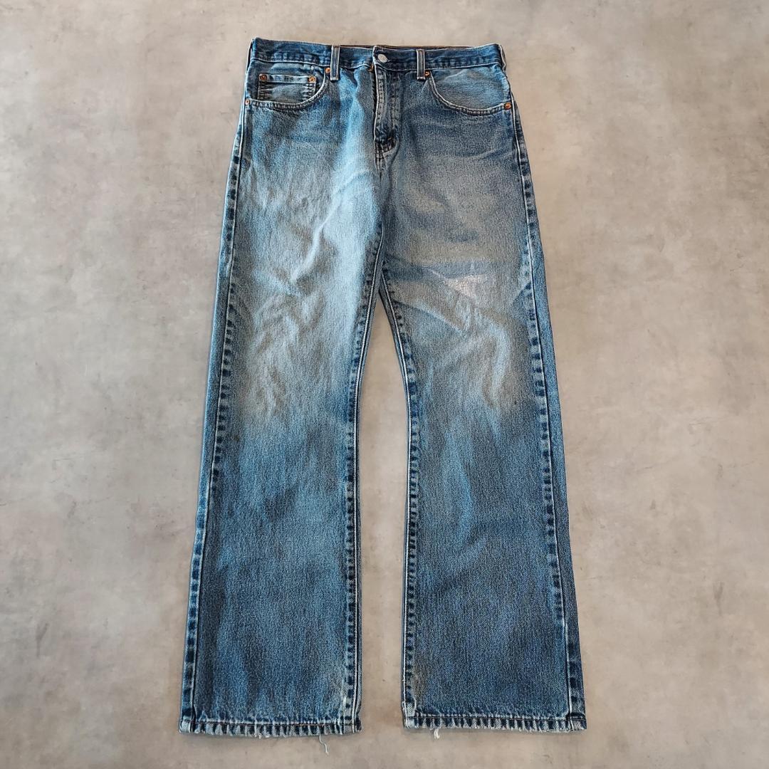 リーバイス517 Levis W33 フレア ブーツ 青 古着 ヒゲ 22073