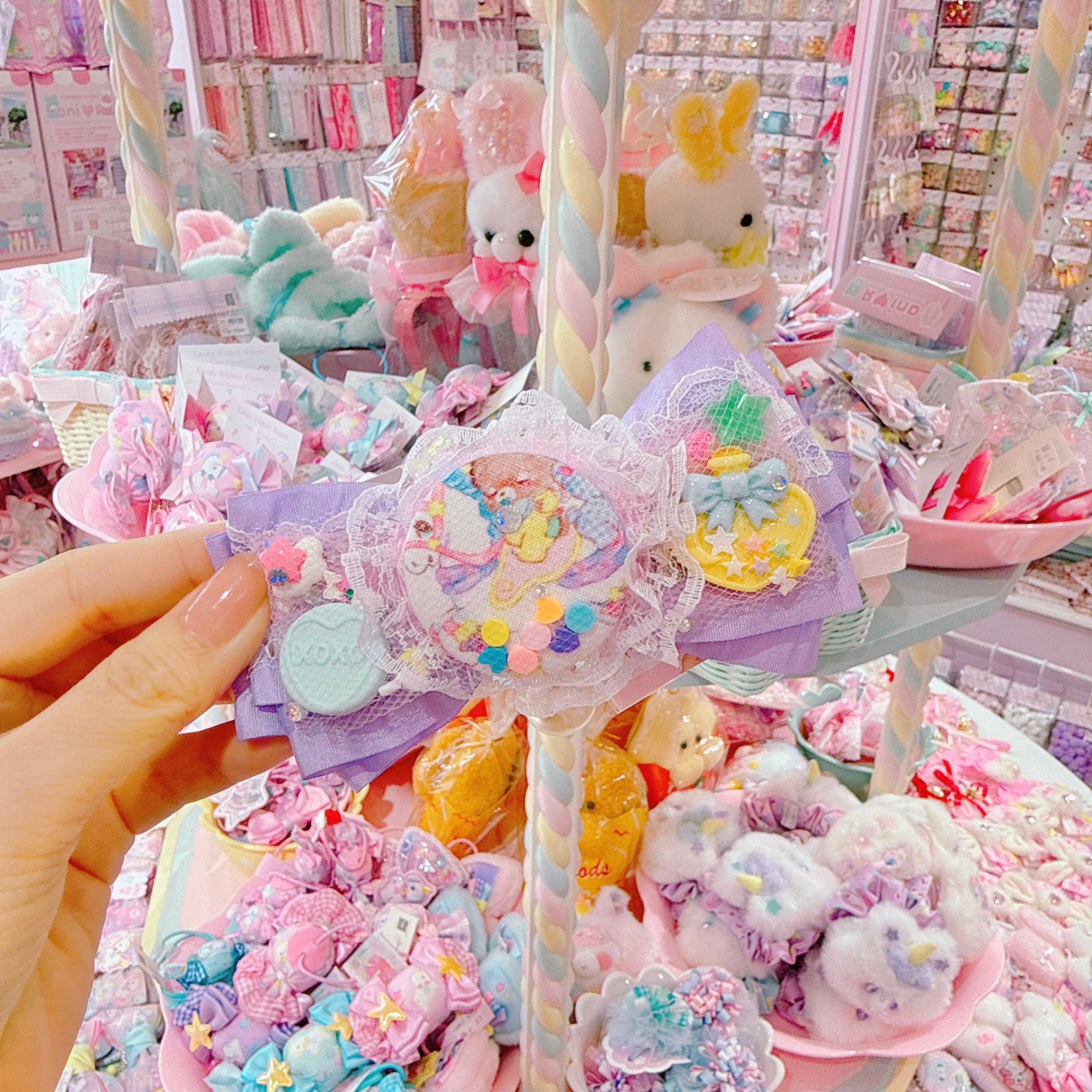 【R14】54-30くるみチュールリボンヘアクリップ