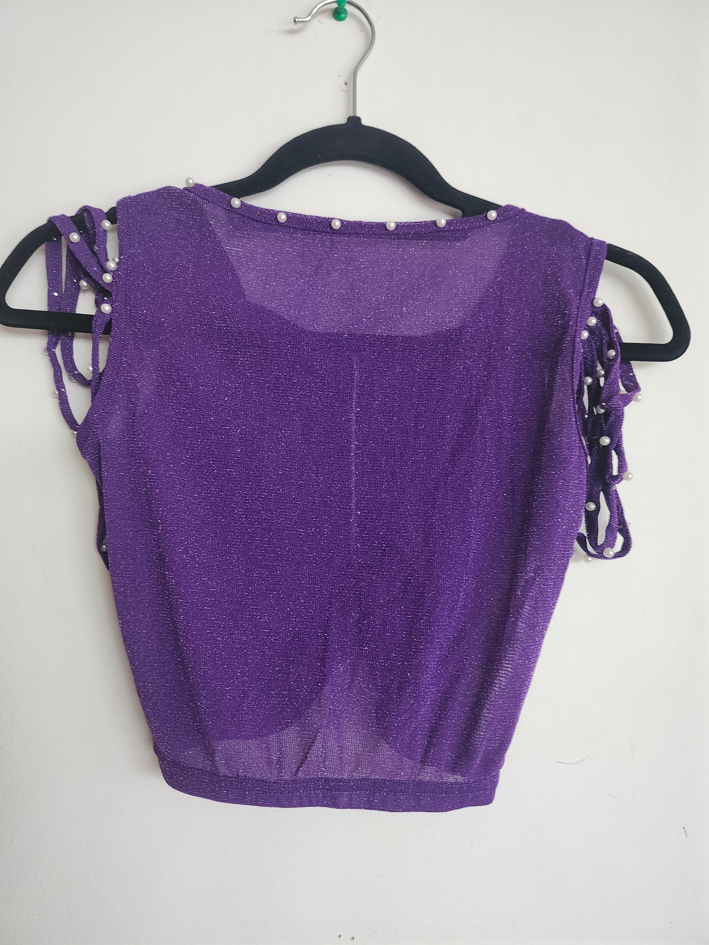 ノーブランド レース 刺繍 ダンス衣装 ノースリーブ S 赤 紫 ベロア 舞台 ベリーダンス ラテンダンス 社交ダンス対応 ノースリーブトップス