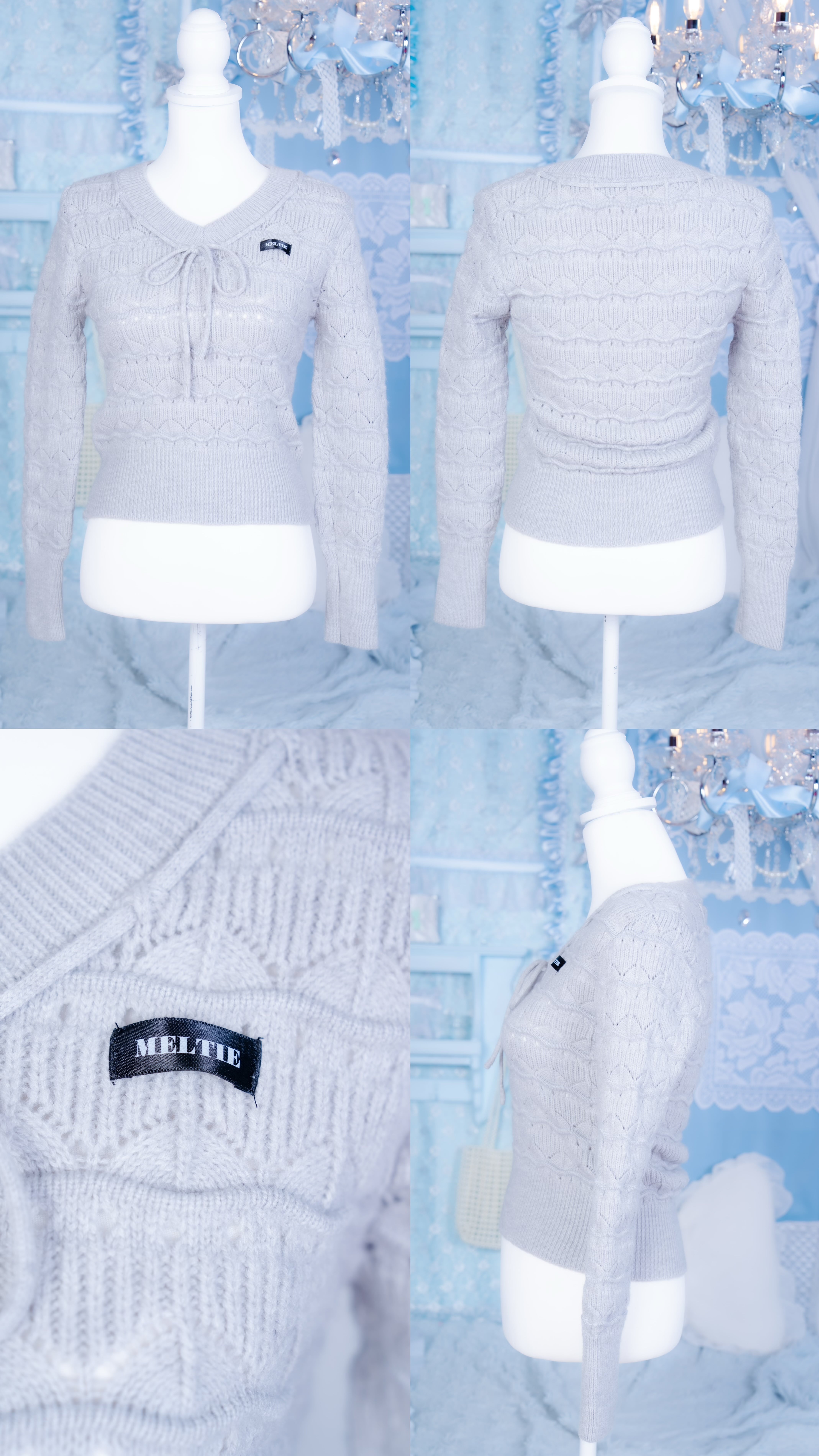 Ribbon V-Neck Knit