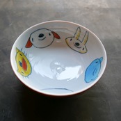 村田菜穂美作　ボウル【大】 赤巻　みんなお友達  (うさちゃんも一緒）［2104130001413］