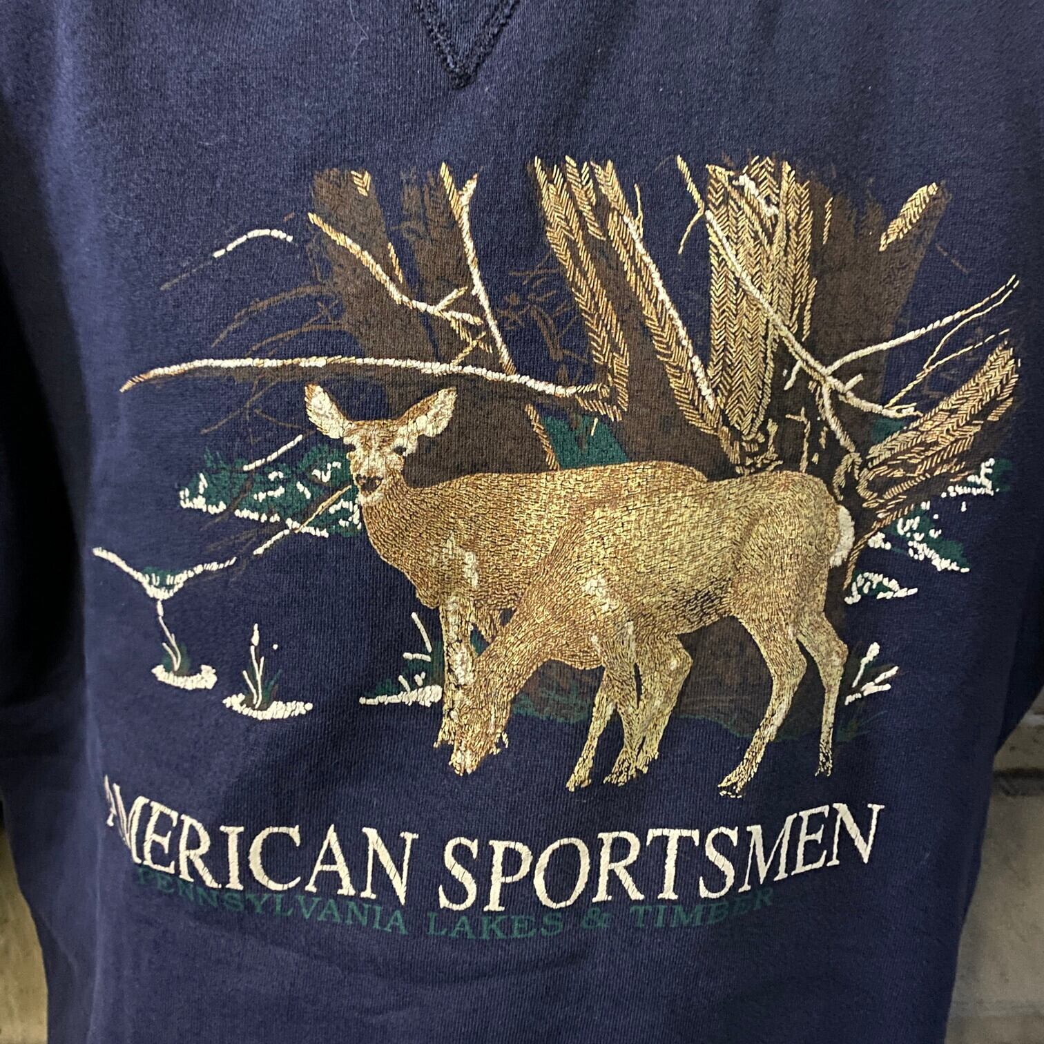 USA製 90年代 GALT SAND 鹿 アニマルプリント スウェットシャツ メンズ