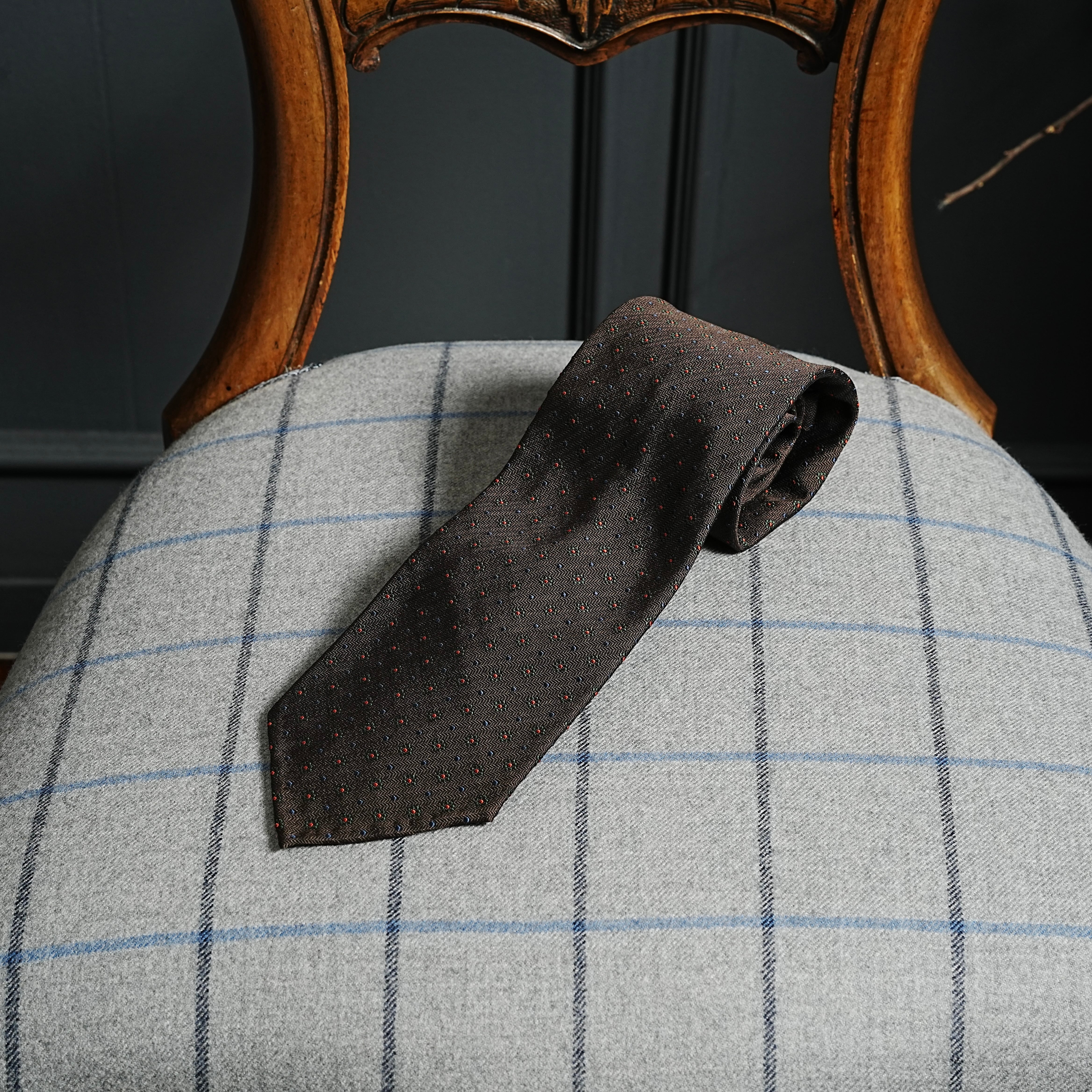 5-Fold Jacquard Silk Tie Brown