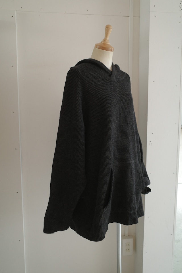 black knit hoodie