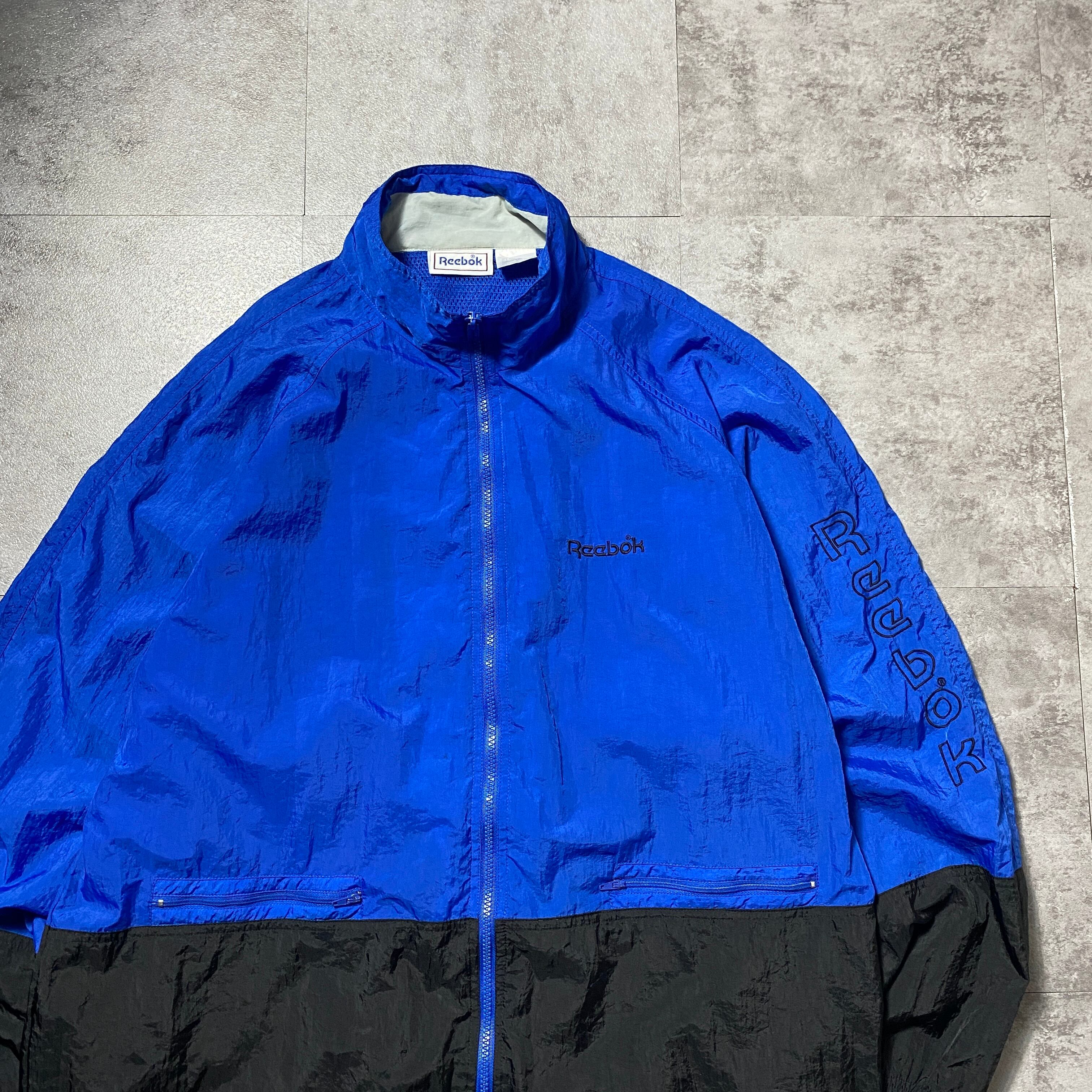 90's Reebok リーボック 刺繍ワンポイント アームロゴ バイカラー 薄手