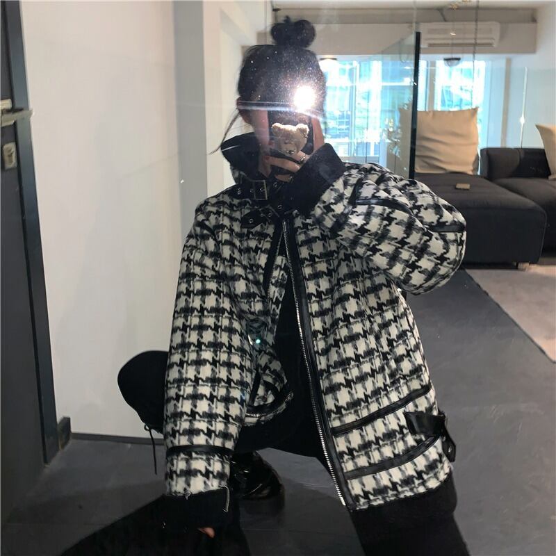 格子柄ウールコート ジャケット オータムウィンタースタイル コットン 秋物 冬物 萌量不足47819343569