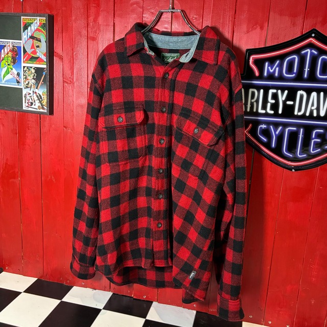 Woolrich ヘビーネルシャツ　ウールシャツ　赤黒　バッファローチェック　ウールリッチ