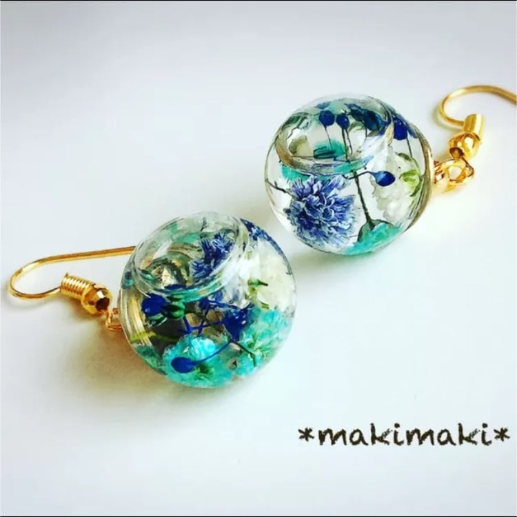 花束ハーバリウム、ピアス、イヤリング、アクセサリー、ハーバリウム