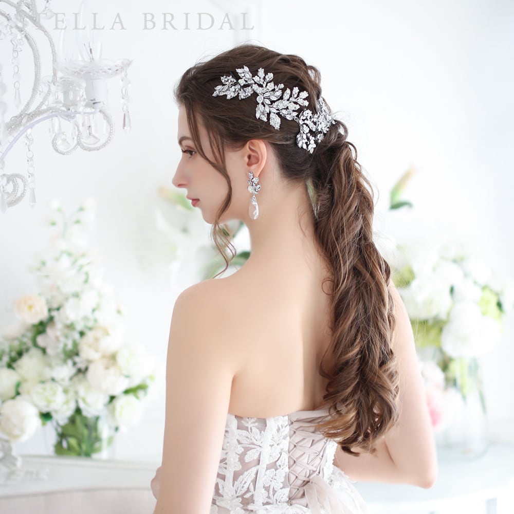 aya❤︎ステラブライダル ヘッドドレス〈モニークⅡ〉 レンタル】スワロフスキー＆キュービックジルコニア ウェディング