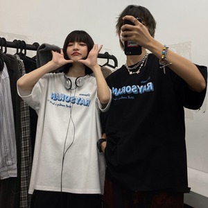 【韓国通販 dgo】ユニセックス 英文字プリントTシャツ 2colors ホワイト/ブラック(M2007）トレンドアイテム